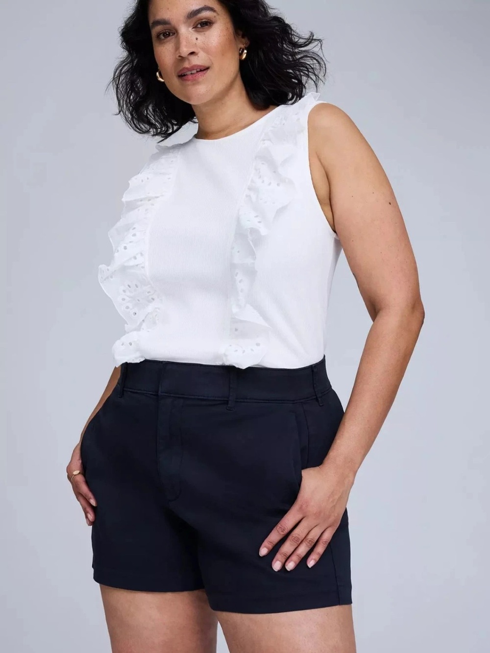 Torrid Belle Isle Eyelet Ruffle Tank Cloud Dancer White Plus 2X NEW